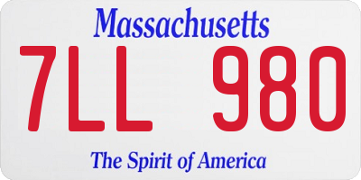 MA license plate 7LL980