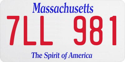 MA license plate 7LL981