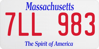 MA license plate 7LL983