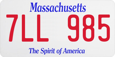 MA license plate 7LL985