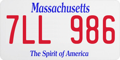 MA license plate 7LL986