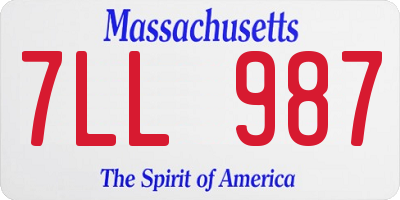 MA license plate 7LL987