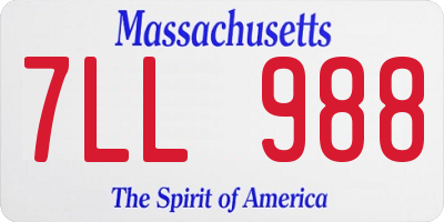 MA license plate 7LL988