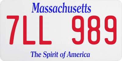 MA license plate 7LL989