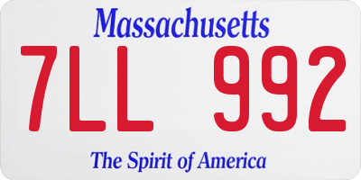 MA license plate 7LL992