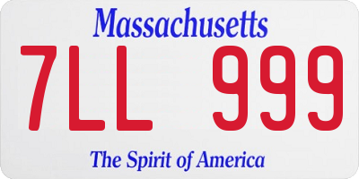 MA license plate 7LL999