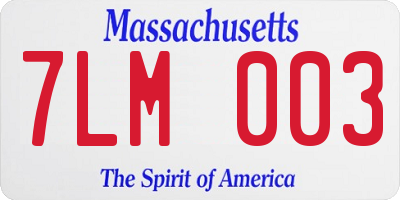 MA license plate 7LM003