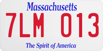 MA license plate 7LM013