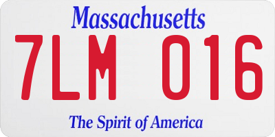 MA license plate 7LM016