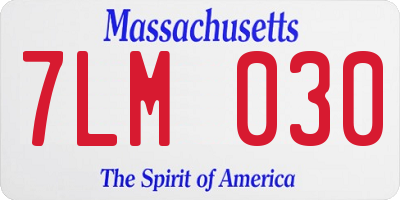 MA license plate 7LM030