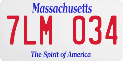 MA license plate 7LM034