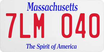 MA license plate 7LM040
