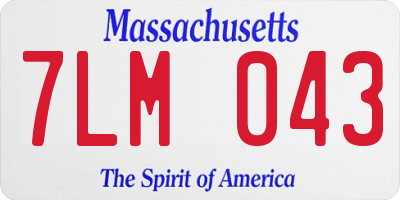 MA license plate 7LM043