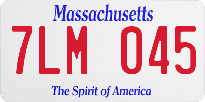 MA license plate 7LM045