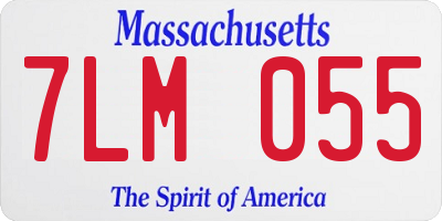 MA license plate 7LM055