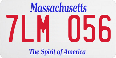 MA license plate 7LM056