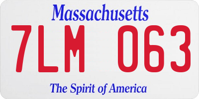MA license plate 7LM063