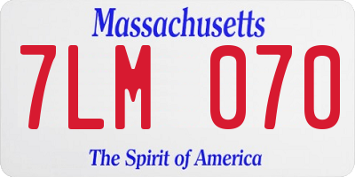 MA license plate 7LM070