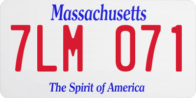 MA license plate 7LM071