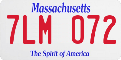 MA license plate 7LM072