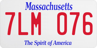 MA license plate 7LM076