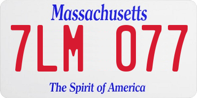 MA license plate 7LM077