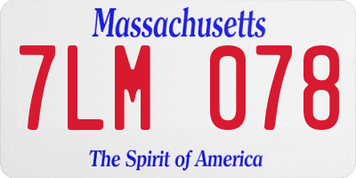 MA license plate 7LM078