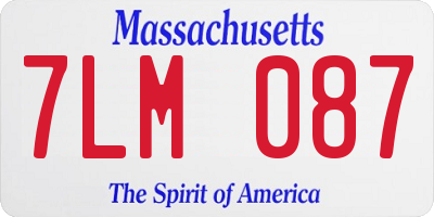 MA license plate 7LM087