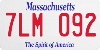 MA license plate 7LM092