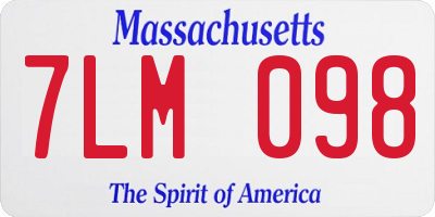 MA license plate 7LM098
