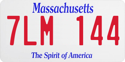 MA license plate 7LM144