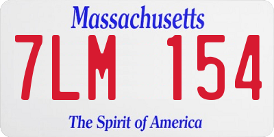 MA license plate 7LM154