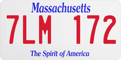 MA license plate 7LM172