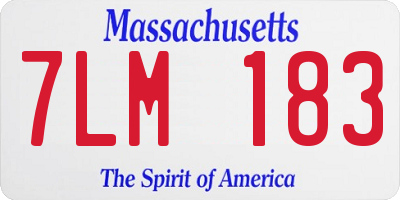 MA license plate 7LM183