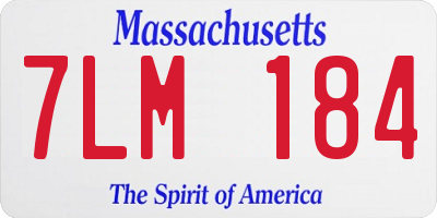 MA license plate 7LM184