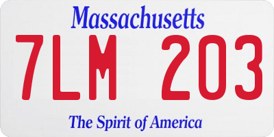 MA license plate 7LM203