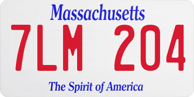 MA license plate 7LM204