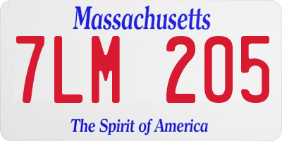 MA license plate 7LM205