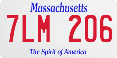 MA license plate 7LM206