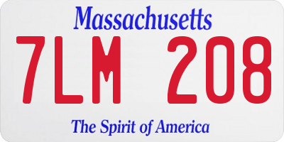 MA license plate 7LM208
