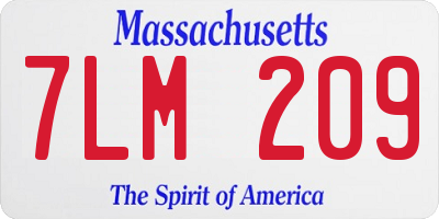 MA license plate 7LM209
