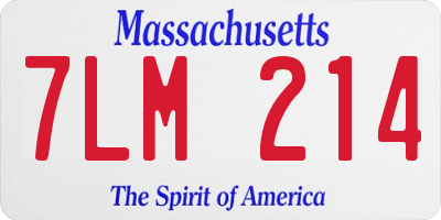 MA license plate 7LM214
