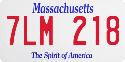 MA license plate 7LM218