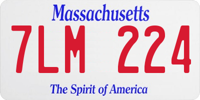 MA license plate 7LM224