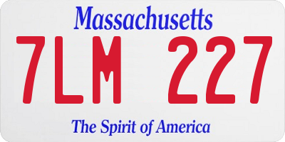 MA license plate 7LM227