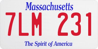 MA license plate 7LM231