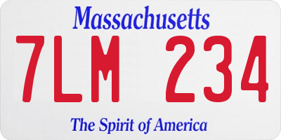 MA license plate 7LM234