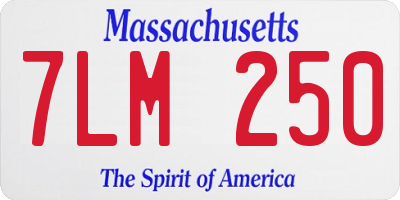 MA license plate 7LM250