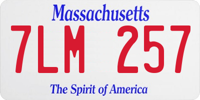 MA license plate 7LM257