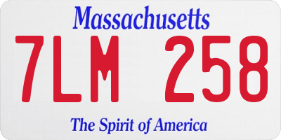 MA license plate 7LM258